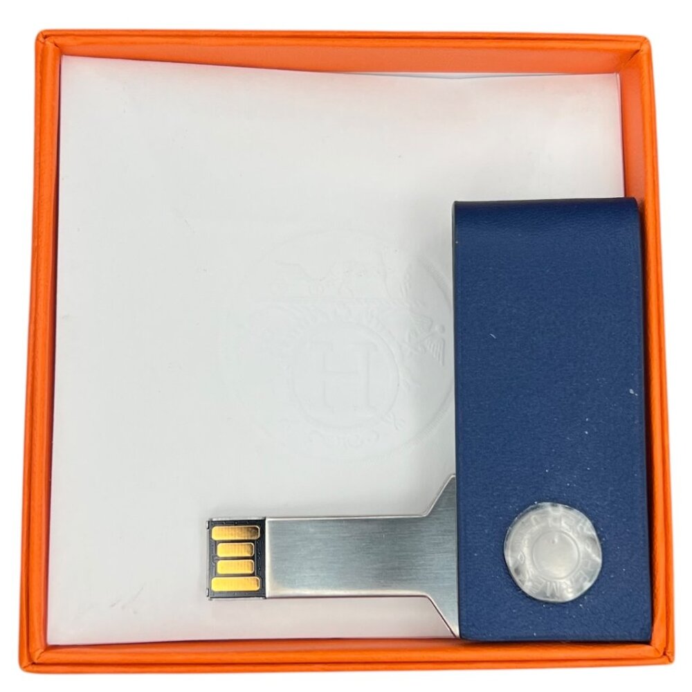 Hermes In the Pocket Lacie Key USB Drive 16GB Bleu Saphir Blue Leather New